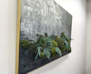 Mossy Depths Mixed-Media Moss Art 24” x 36”