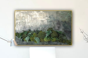 Mossy Depths Mixed-Media Moss Art 24” x 36”