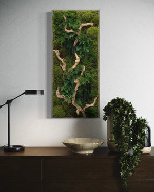Sandwood Branch Moss & Ferns Plant Painting Handmade 40” x 18”