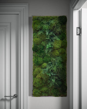 High-Profile Moss & Ferns Plant Painting Handmade 40” x 18”
