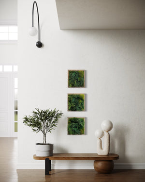 Warehouse Holiday Sale Preserved Moss Art with Fern Set of (3) 12" x 12"