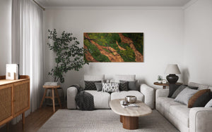 Warehouse Holiday Sale Large Preserved Moss Art with Natural Branches and Leaf Leather 36" x 70"