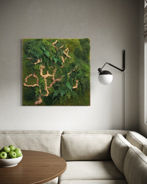 Warehouse Holiday Sale Preserved Moss & Extra Fern Art Sandwood Branch 36" x 36"