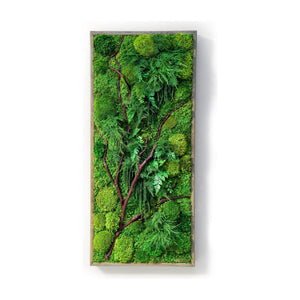Red Branch 18” x 40” plant painting with naturally preserved greenery in rustic grey frame.