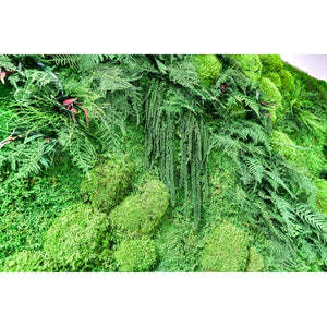 Moss and ferns oversized statement piece, 68" x 68", preserved plant painting with handmade wood frame.