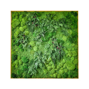 Oversized moss and ferns wall art, handcrafted with natural plants.