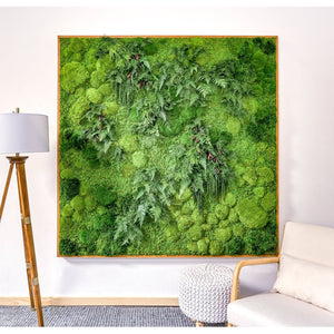 Moss & Ferns oversized wall art, 68x68 inch, indoor plant painting.