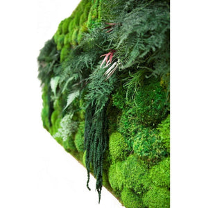 Moss & Ferns oversized plant painting with reclaimed wood frame, vertical or horizontal orientation.