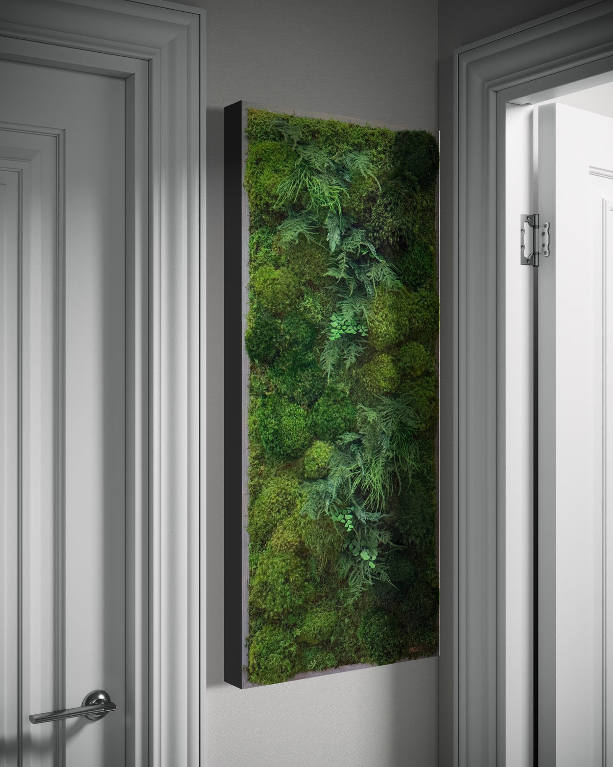 High-Profile Moss & Ferns Plant Painting Handmade 40” x 18”