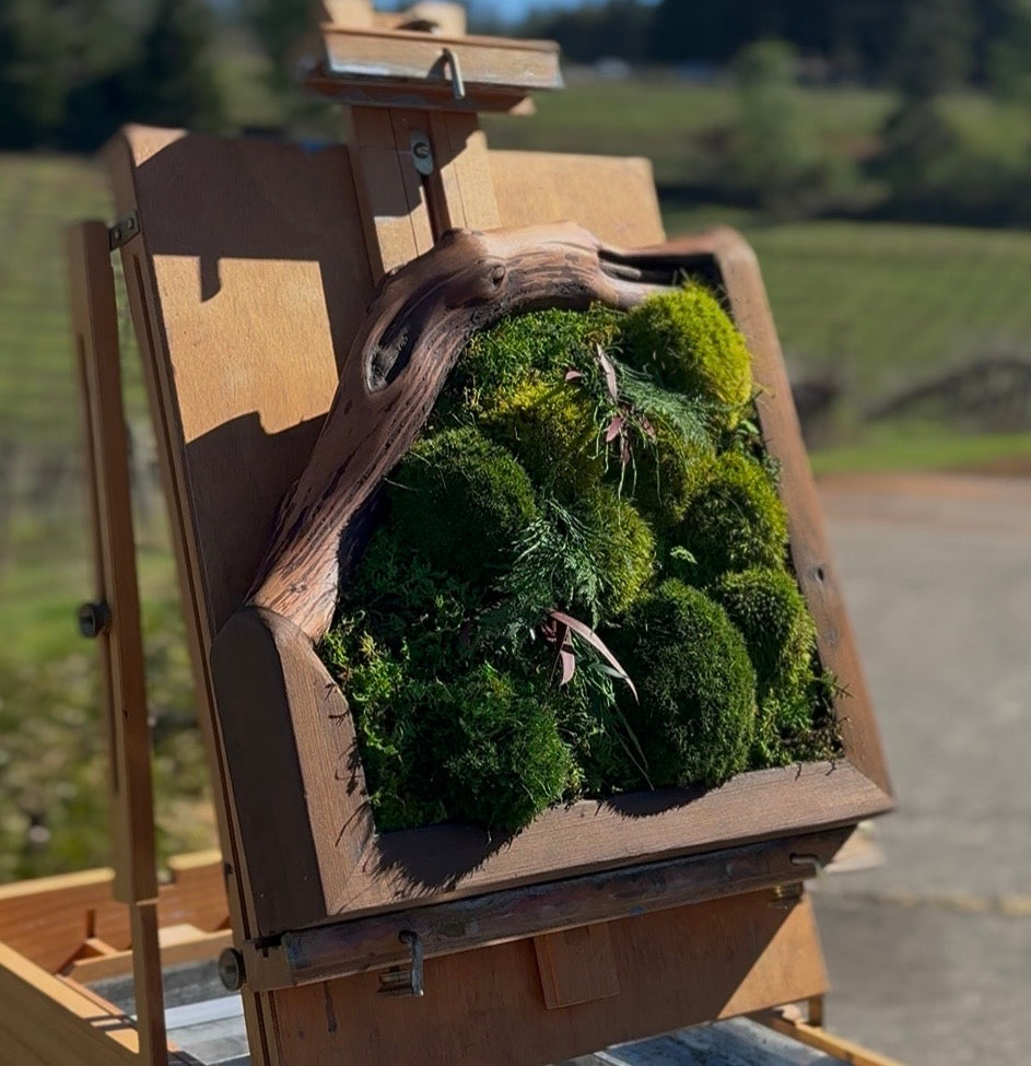 The Frame Grows a Branch Preserved Moss &amp; Fern Art 14” x 14”