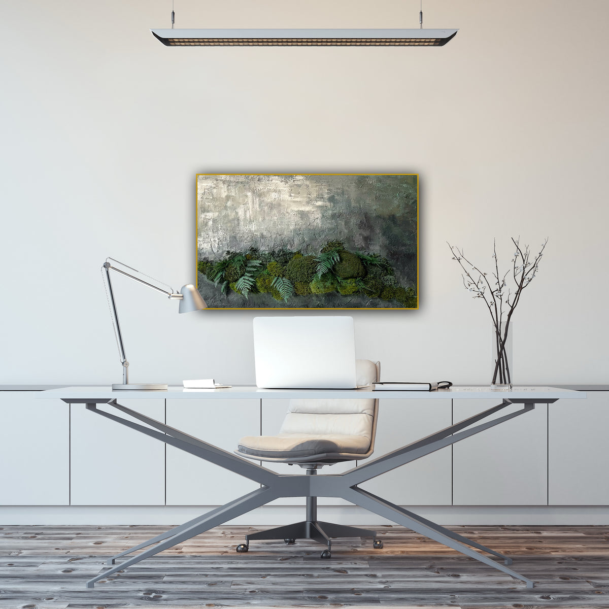 Mossy Depths Mixed-Media Moss Art 24” x 36”