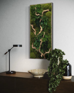 Sandwood Branch Moss & Ferns Plant Painting Handmade 40” x 18”