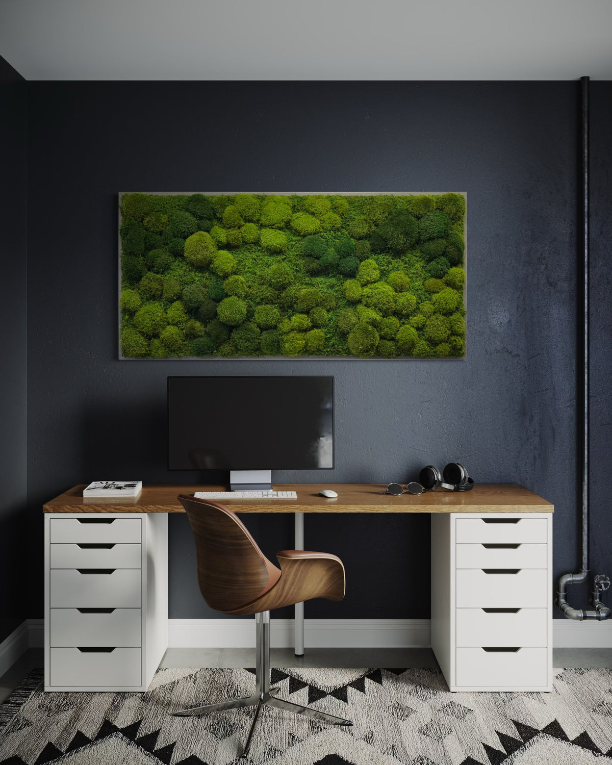 Moss Wall Preserved High Profile Moss in Gray Frame