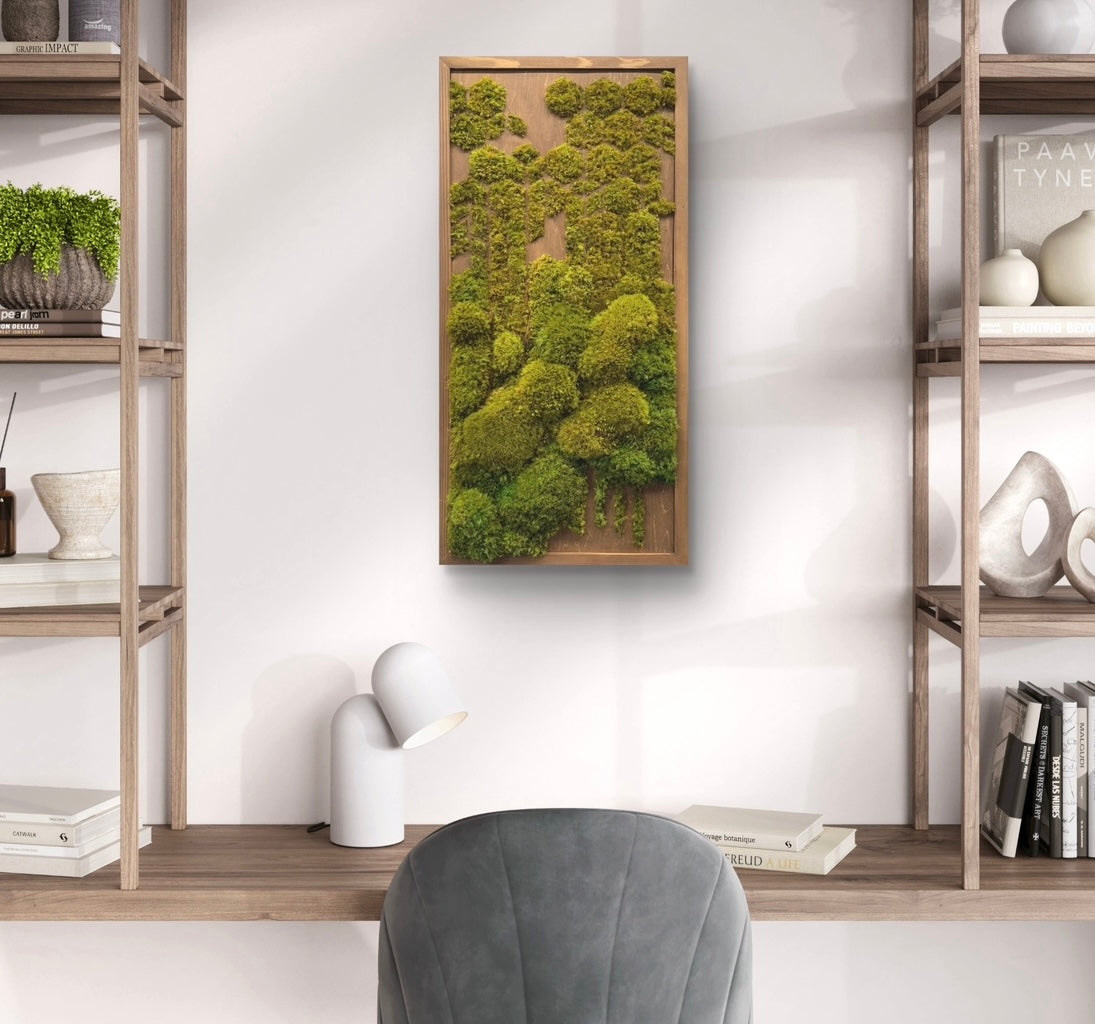 Geo Deco Botanical Moss Art 24” X 12”