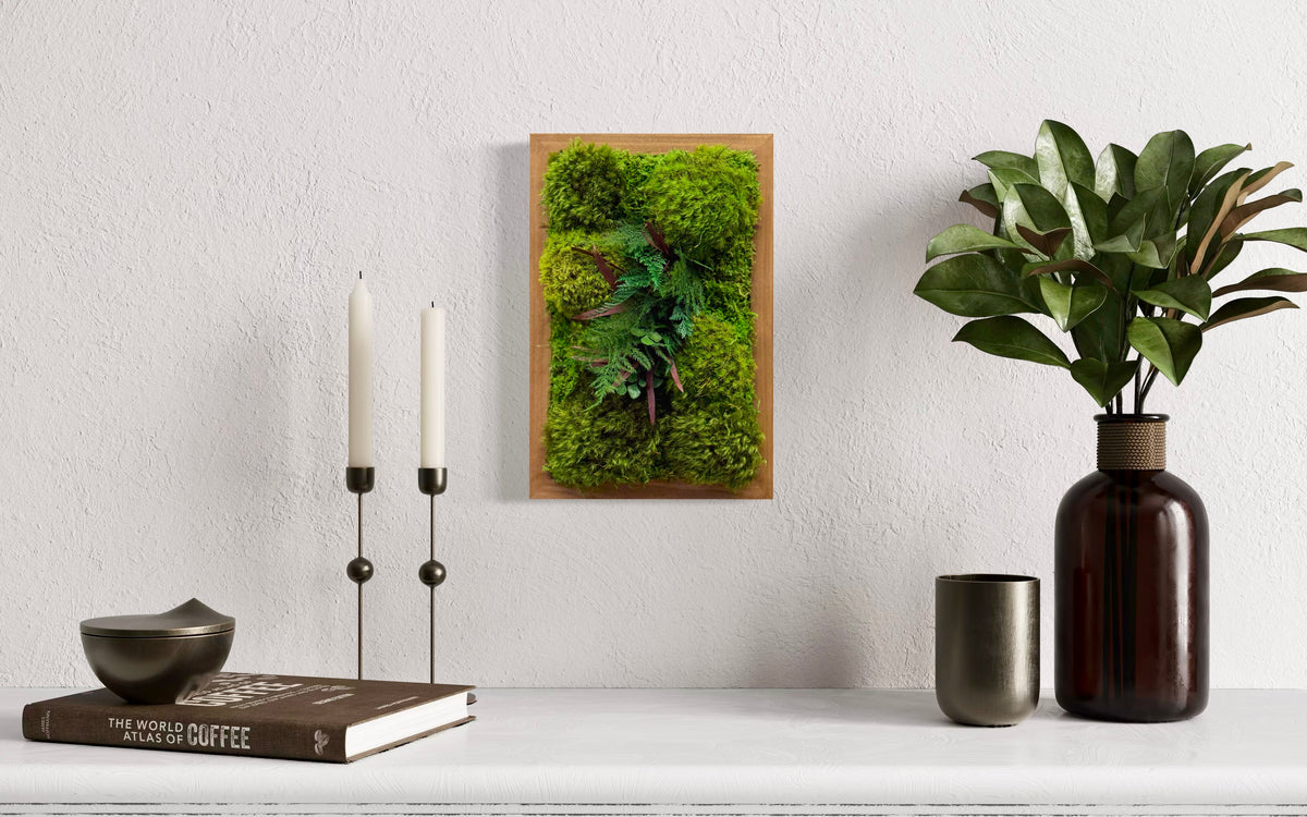 Fern &amp; Moss Plant Painting Handmade 8” x 12” or 12” x 8” Hang Horizontal or Vertical Holiday Gift Size