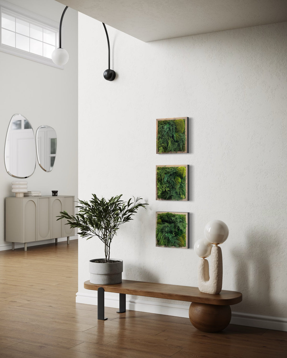 Warehouse Holiday Sale Preserved Moss Art with Fern Set of (3) 12&quot; x 12&quot;