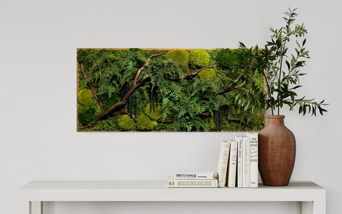 Warehouse Holiday Sale Preserved Moss Art Deep Red Branch 40" x 18"