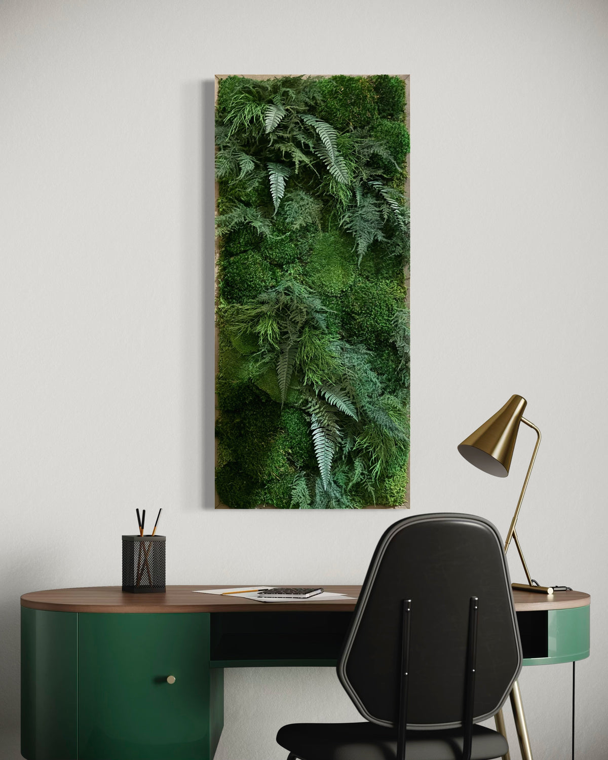 Warehouse Holiday Sale Preserved Moss Art with Extra Depth and Ferns 40&quot; x 18&quot;