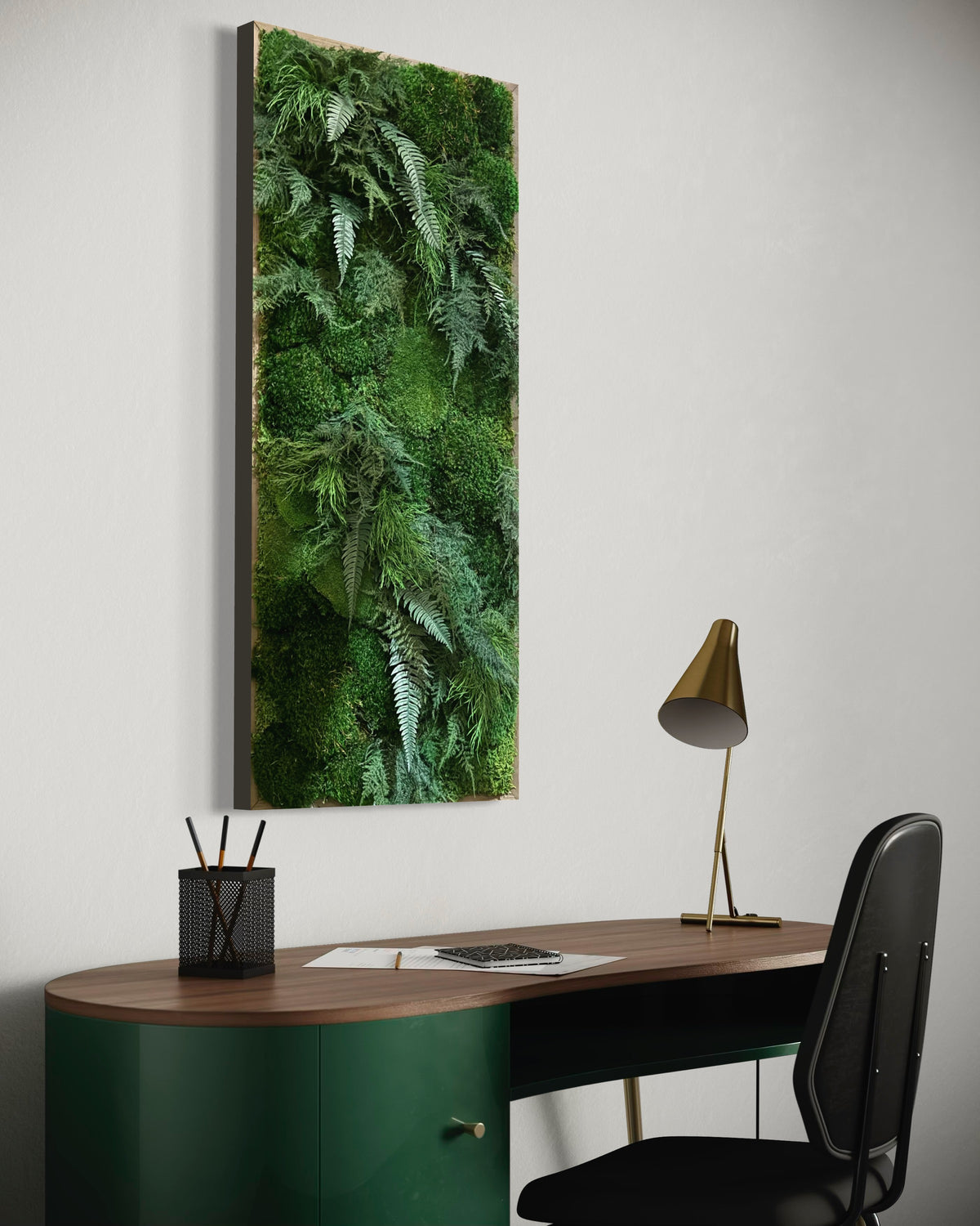 Warehouse Holiday Sale Preserved Moss Art with Extra Depth and Ferns 40&quot; x 18&quot;