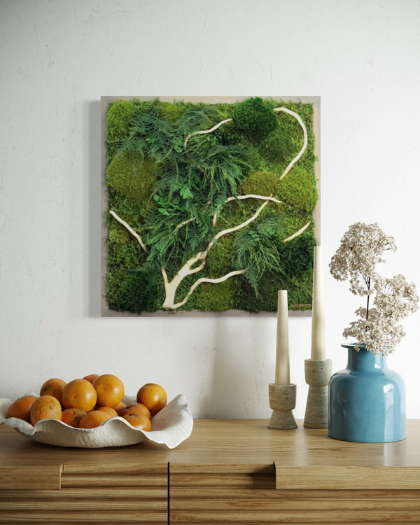 Moss Art with White Winding Branch 18